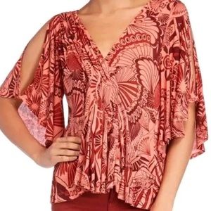 Free People Coral Cold Shoulder Top Size Large